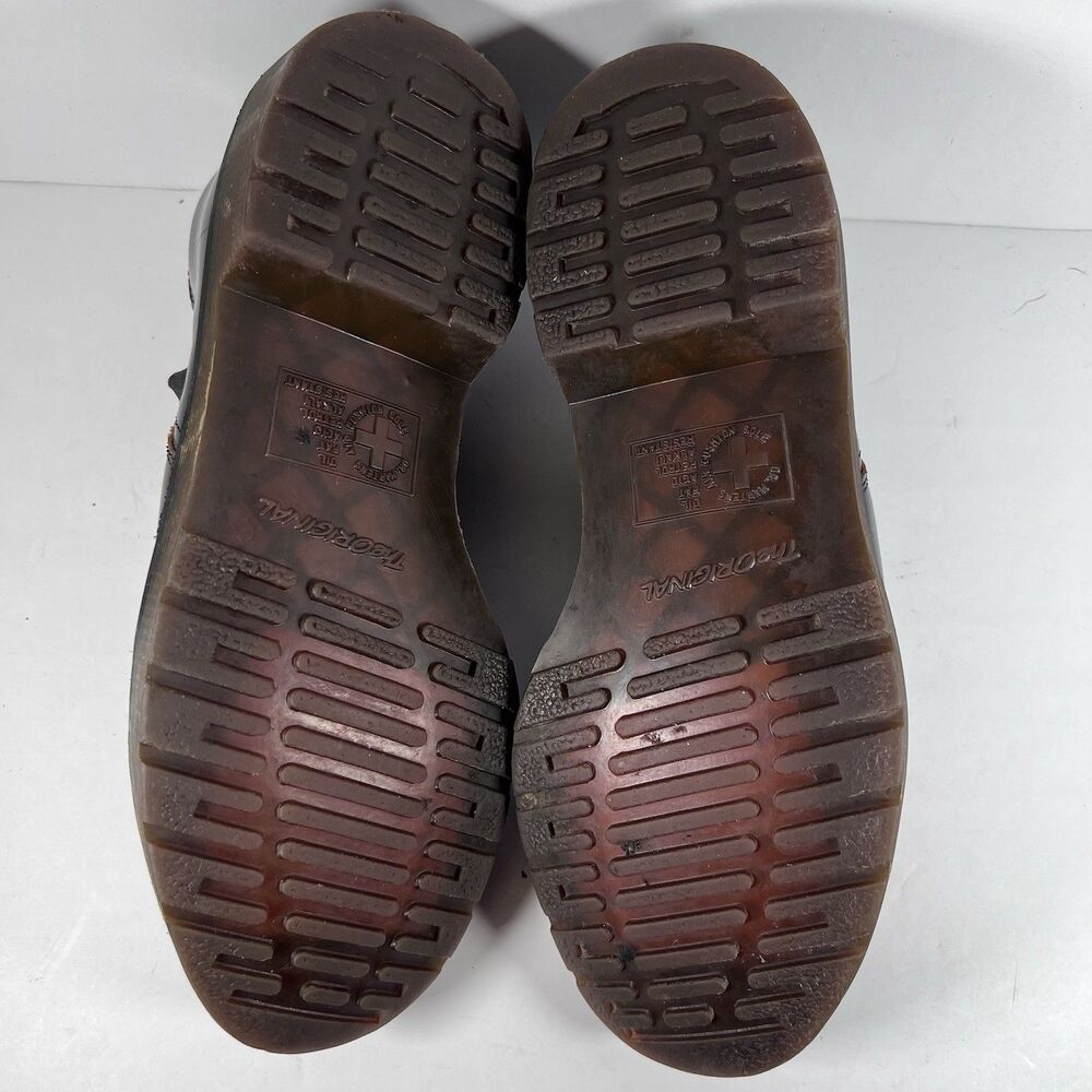 Dr Doc Marten Louis Smooth Black Low Slip On Shoes Cunky Men's Size 7 Women's 8 - Picture 7 of 8